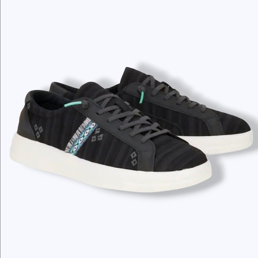 🟢Hey Dude Karina Cottage Crochet Embroidered Slip-On Lace-Up Low Top Sneakers 8